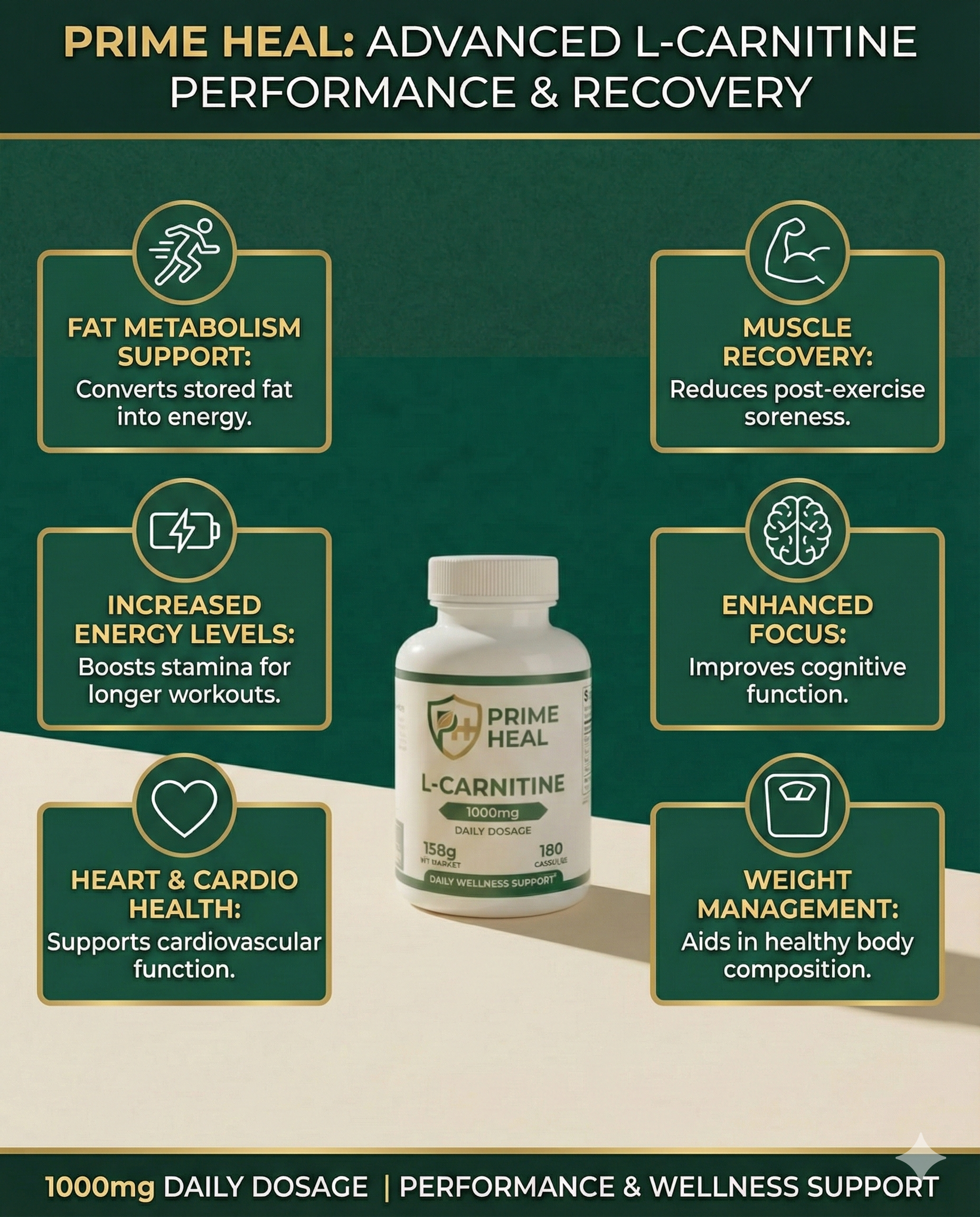 Prime Heal L-Carnitine 3000 - 180 Capsules Secondary image